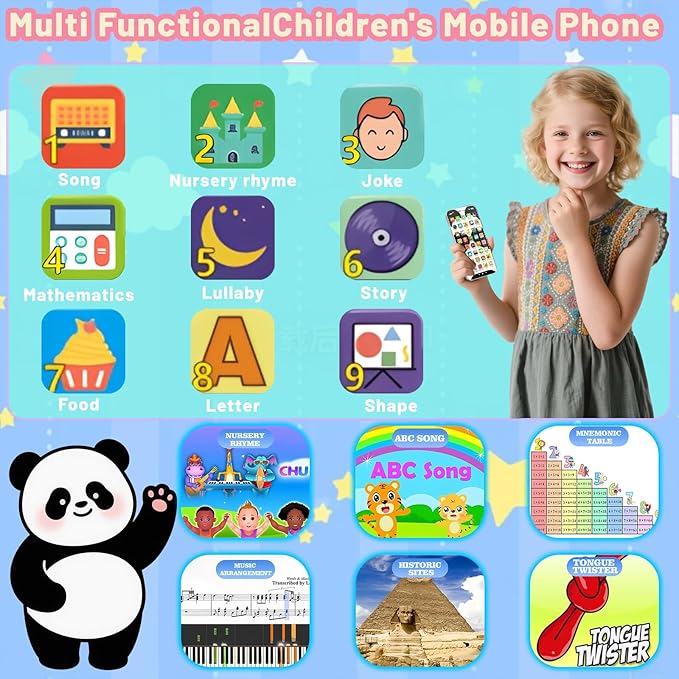 Kids Phone with 10,000+ Educational Content, Rechargeable Toddler Learning Phone with Music & Sounds, Pretend Play Cell Phone for Boys & Girls Ages, Best Gift for Toddler Toys