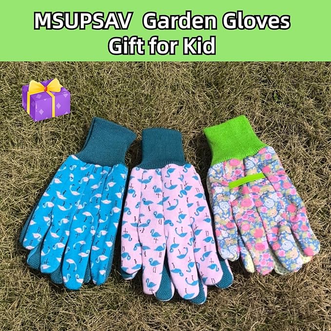 Kids Gardening and Garden Gloves for Toddler,Children's Yard Work Glove,Gift,Cute Pattern,Age3-8