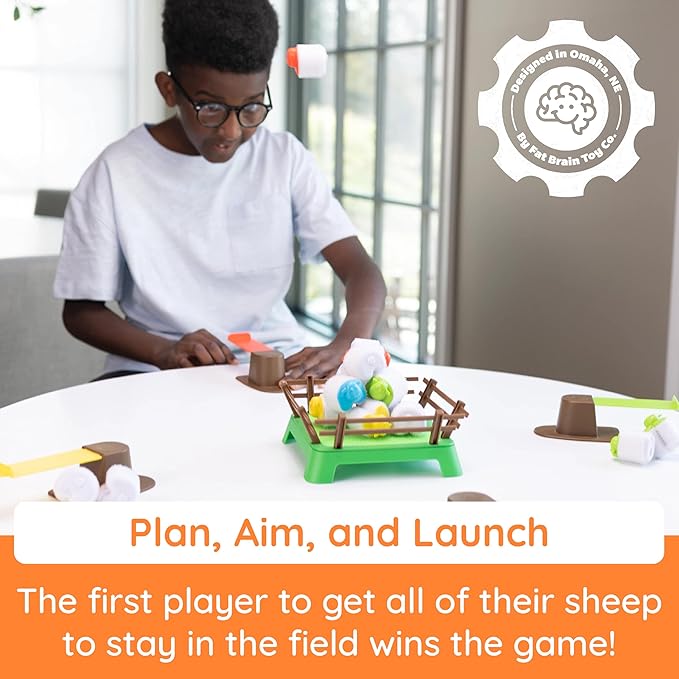 Fat Brain Toys Heap-O-Sheep Game, Family Board Games for Kids and Adults, Game of Catapulting Sheep, 6 to Adult, 2 to 4 Players