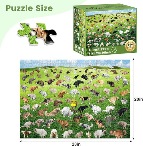 1000 Pieces Puzzles for Adults, Pooping Puppies Puzzle, Dogs Jigsaw Puzzles 1000 Pieces, Funny Gifts for Dog Lovers Friends, Perfect White Elephant Gag Gift, Dog Puzzle as Funny Home Party Decorations