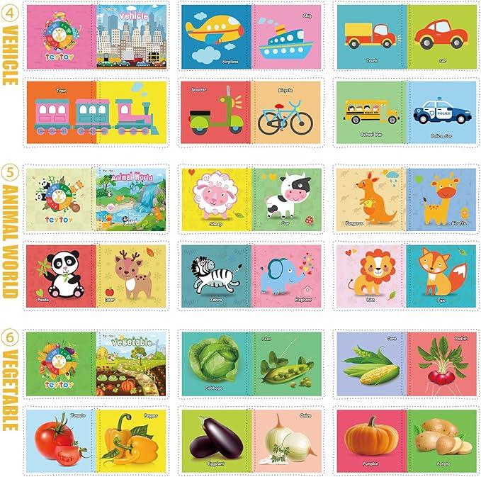 My First Soft Book,teytoy Nontoxic Fabric Baby Cloth Activity Crinkle Soft Books for Infants Boys and Girls Early Educational Toys (Pack of 12)