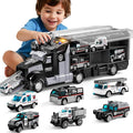 Police Trucks Toy Set with Play Mat, Carrier Truck Play Vehicles Set for 3 4 5 6 Years Old Boys Kids, Die-Cast Car Toy for Toddlers 3-4 Years, Birthday Gifts Toys for 3-9 Year Old Boys
