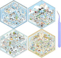 Girls 3D Miniature Scene Stickers, 4 Sets Penguin Holiday DIY House Stickers for Sweet World,Fun Beach,Flower Room,Home Diary, Cute 3D Cartoon Scene Stickers for Adult Kids Relief Stress Pass The Time