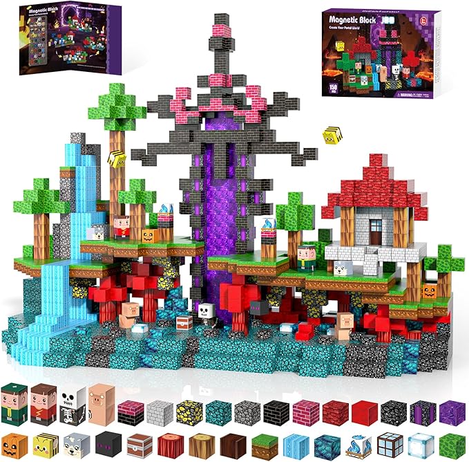 150PCS Magnetic Blocks - Magnet Tiles Toys for Kids, Magnetic Building Blocks Cubes, Stacking Magnets Toys for Kids, Birthday Gifts for Boys and Girls Age 3+ Years Old