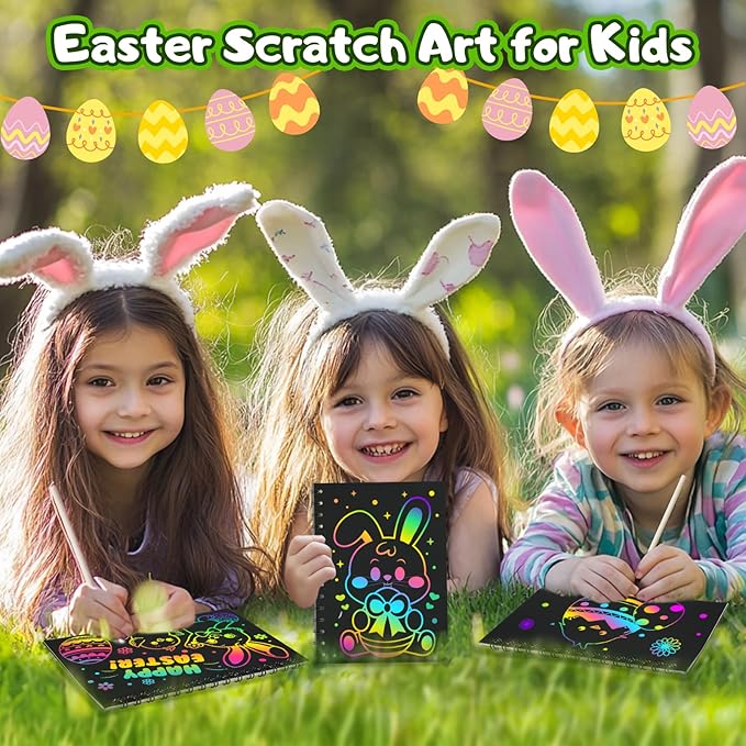 Kids Scratch Art Party Favors Gifts: 16 Pack Rainbow Scratch Notebook Paper Birthday Party Favor Toy Girls Boys Art Craft Kit Summer Classroom Goodie Bags Return Gifts for Birthday Party Favors Bulk