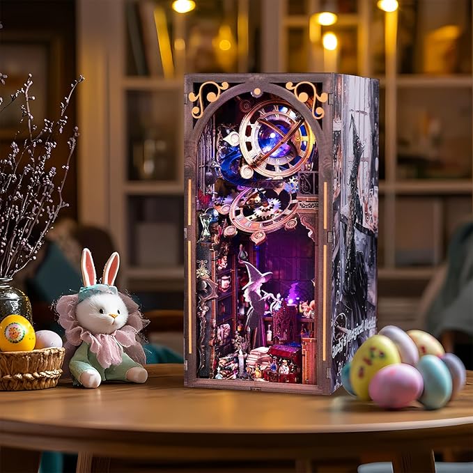 Fairy Nooktales BookNook Kit Miniature - 3D Fantasy Library Wooden DIY buidling Dollhouse with Bookshelf Nook Insert Decor for LED Magic Book Nook Lover