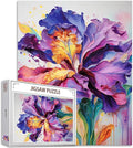 Iris L. Flower Jigsaw Puzzles for Adults 1000 Pieces Purple Blossom Floral Painting Jigsaw Puzzle Watercolor Craft Puzzles for Home Decoration Gifts, Family Puzzle Perfect for Game Nights 27" x 20"