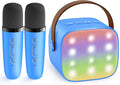Mini Karaoke Machine for Kids Adults, Portable Bluetooth Speaker with 2 Wireless Microphones, Birthday Gifts Toys for Girls Boys Ages 3, 4, 5, 6, 7, 8, 9,10,11,12+ Years Old Toddler (Royal-Blue)