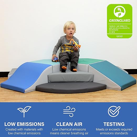 Factory Direct Partners 13681-110 SoftScape Mega Fun 360 Climber, Indoor Active Play Structure for Toddlers and Kids, Safe Soft Crawling, Sliding and Climbing (16-Piece) - Multicolor