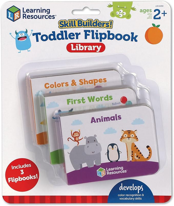 Learning Resources Skill Builders! Toddler Flipbook Library, 3 Pieces, Ages 2+, Educational Toys, Alphabet Learning, Toddler Learning Books, Toddler Activity Book