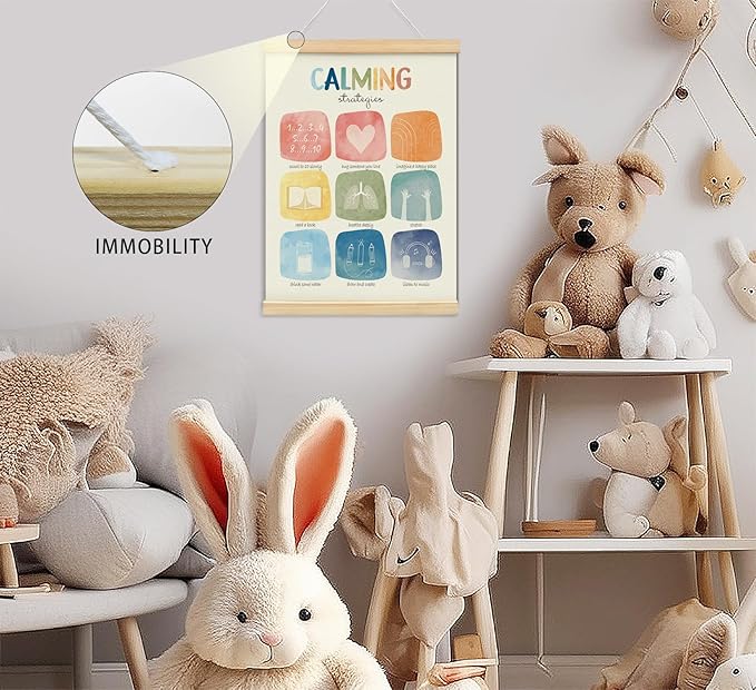 foedor Calming Corner Posters Wall Sign Decor,Calming Corner Items for Kids,Counseling Office Must Haves Poster Hanger Frame, Mental Health Wall Art for Nursery Baby Kids Girl Boy