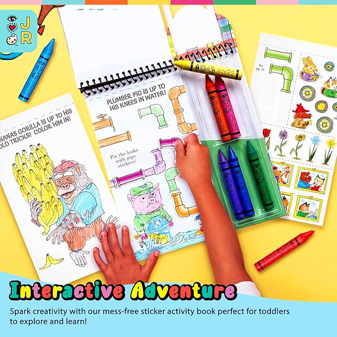 Bright Stripes Richard Scarry Busy World Art on The Go Travel Kit for Kids| Preschool Coloring & Activity Set Ages 3+| 50 Pages,Stickers & Crayons|Creative On-The-Go Fun for Toddlers & Young Children