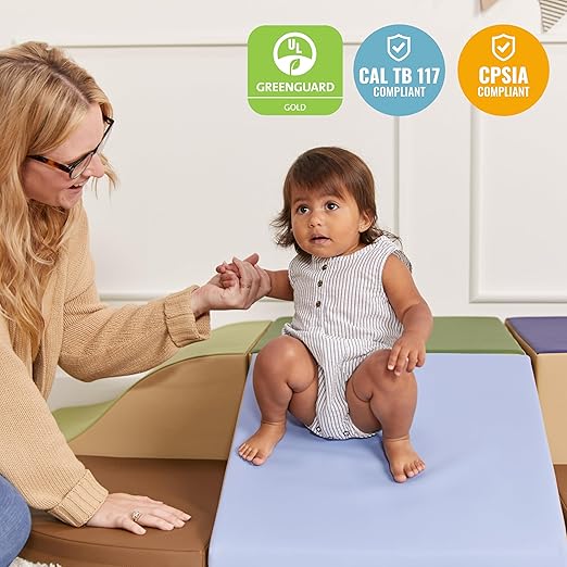 ECR4Kids SoftZone Little Me Wall Climb and Slide, Beginner Playset, Earthtone