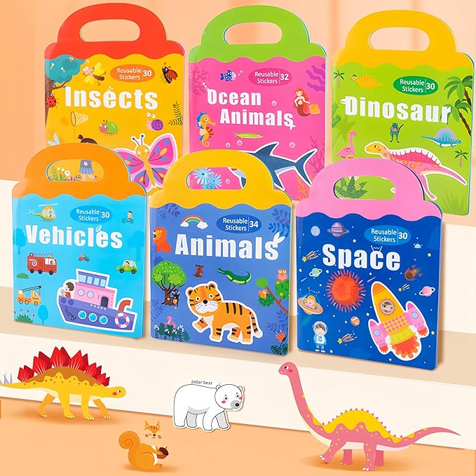 Magnetic Reusable Sticker Book for Kids Ages 3-6, Vehicles Truck with City Playboard Refrigerator Magnet Educational Learning Toys Travel Magnet Stickers Activity Books for Toddler Girls Boys Age 3+