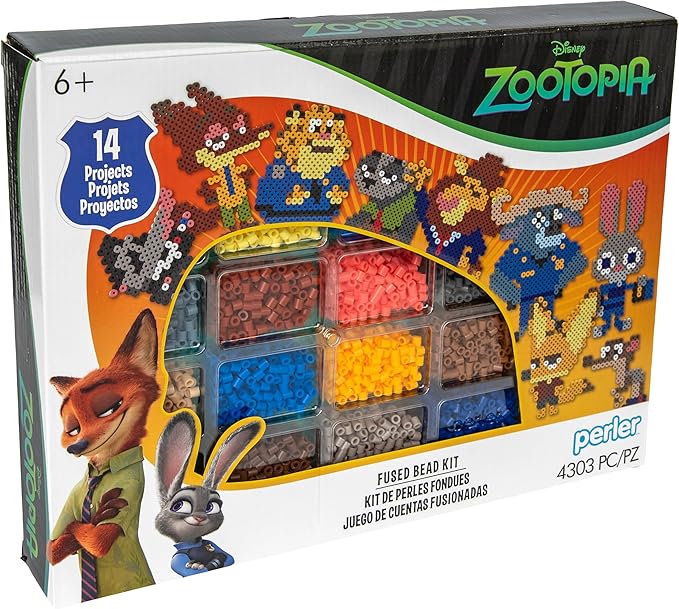 Perler 80-57276 Disney's Zootopia Fused Bead Craft Activity Kit with 14 Projects, Multicolor, 4303 Pieces