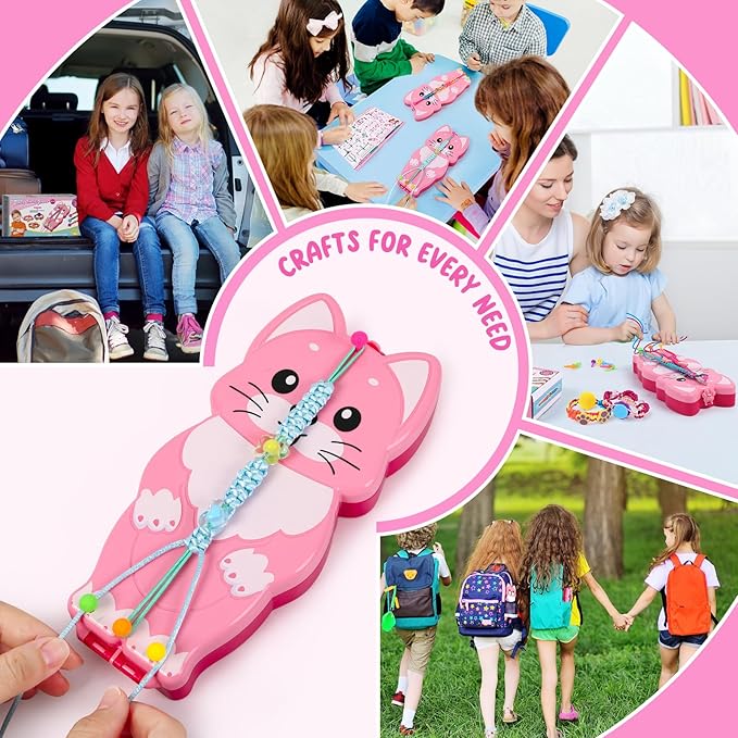 Bracelet Making Kit for Girls - Arts and Crafts for Kids Ages 8-12 - Friendship Bracelet String Maker Set Toys - Best Christmas Birthday Gifts - Charming Animal Shaped Weaving Loom (Large)