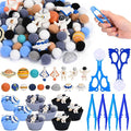 152 Pcs Space Sensory Bin Fillers Outer Space Fine Motor Skills Astronauts Sensory Bin Item Pompoms Cups Tweezers Scissor Clips for Preschool Education Activities Sorting Counting