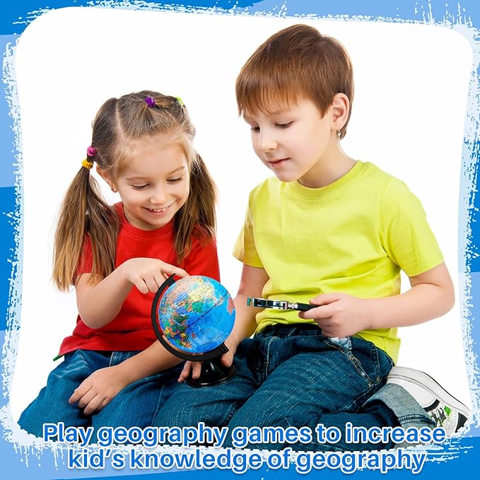 Meooeck 12 Pcs World Globe with Stand 4.6 Inch Geographic World Globe Bulk for Kids Students Learning Educational Classroom Desk Table Decoration, Blue