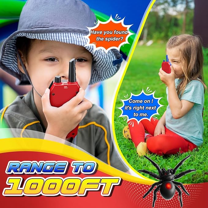 Walkie Talkies for Kids Long Range, Kids Walkie Talkies 2 Pack, Spider Toys for Boys 3-4 4-6 6-8 Outdoor Camping 2 Way Radio Toy, Birthday Toys for Ages 3-4 5-7 8-13