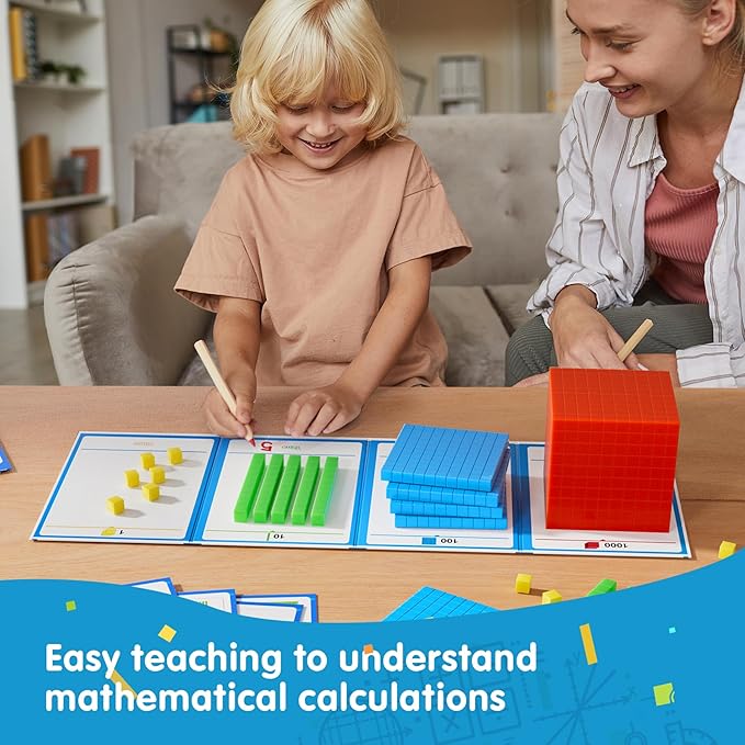 Base Ten Blocks with Place Value Chart - Math Manipulatives for Kids.Counting Blocks for Math to Help Educate Kindergarten Teachers.