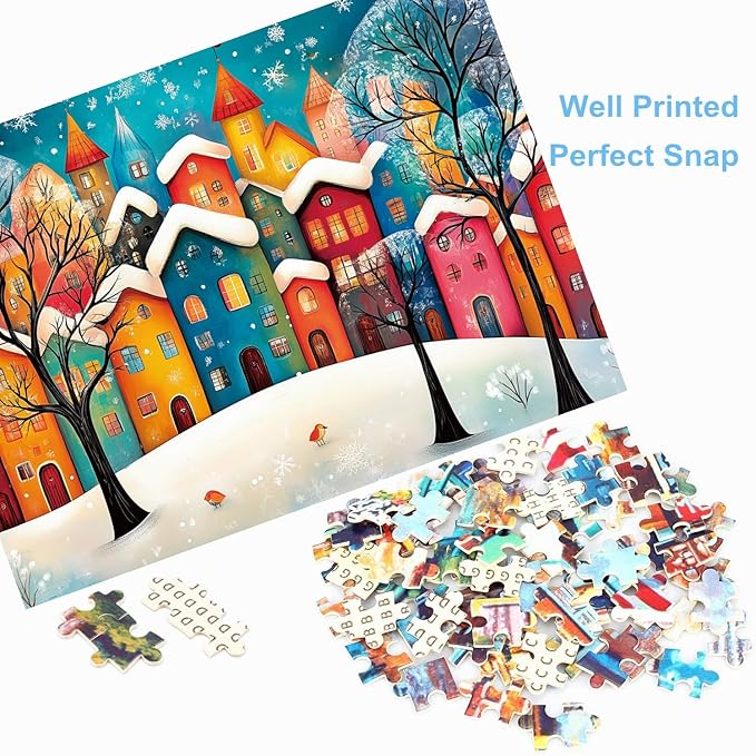 500 Piece Puzzles for Adults Snow Fairy Tale Town 20.5 x 15 Inch 500 Piece Jigsaw Puzzles for Kids Adults Puzzles 500 Pieces for Adults Holiday Educational Challenge Toy