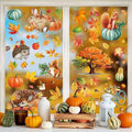 9 Sheets Fall Window Clings Cartoon Rabbit Hedgehog Squirrel Animals Pumpkin Leaves Design Autumn Windows Clings for Glass Thanksgiving Windows Stickers Decor for Home Office Bedroom
