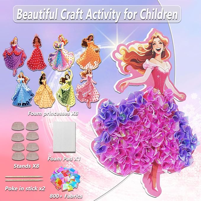 skyenchant Princess Poke in Art Kit - Magical Dress-Up Crafts, Creative Fun Activity for Girls, Best Birthday Gift for Ages 4-9 Years Old(8cpcs) (Princess-8)
