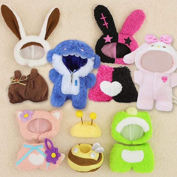 Cute Animal Fashion Set for 17cm Dolls, (Clothing Only, Doll Not Included) Clothing Accessories, Animal Camouflage Clothes, for Replacing Doll Clothes (Rabbit4)