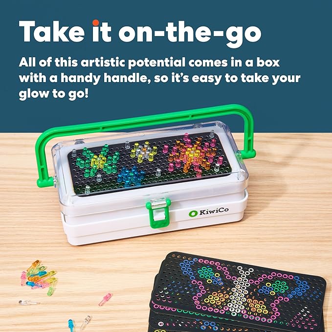 KiwiCo Pixel Art Kit for Kids 5-8 Years Old | DIY Arts & Crafts Lightbox with Reusable Templates, Illuminated Designs & 20+ Pixel Art Creations | Travel-Friendly Gift for Boys & Girls