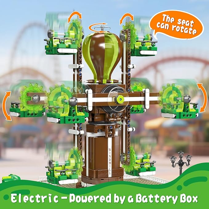 Mould King Nature-Tree Big Windmill Building Set, 2148+ Pcs Creative Amusement Park Swing Ride Model Kit, STEM Construction City Building Engineering Toy, Collectible Gift for Teens, Adults