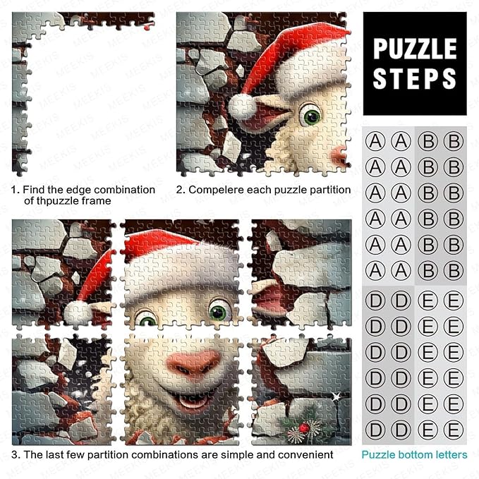 Sheep for Adults Fun 500 Pieces 3D Animal Thickened Wooden Jigsaw Puzzle Stress Relief Education Game Home Decoration Toy Intellectual Game Relaxation and Intelligence 500pcs (52x38cm)