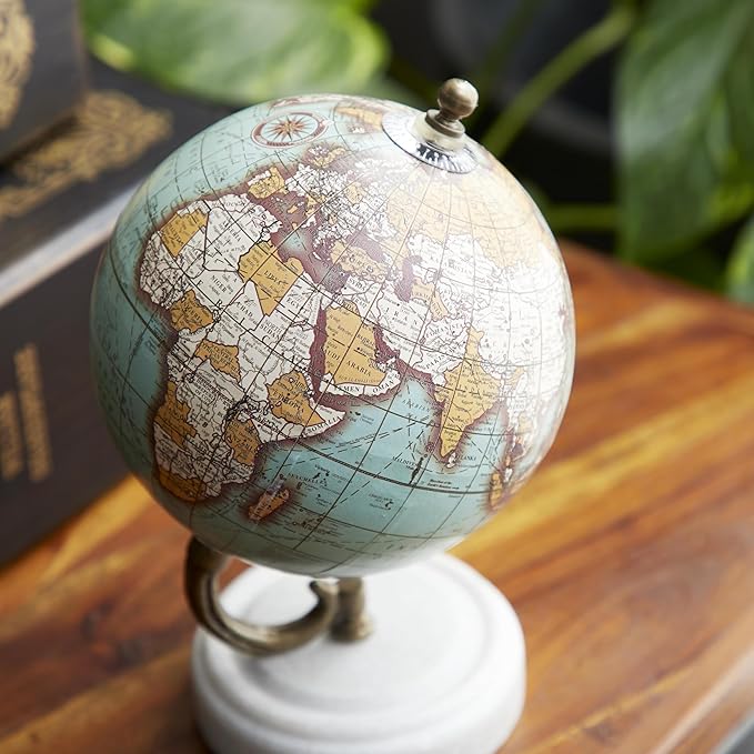 Deco 79 Marble Globe with Marble Base, 5' x 5' x 8', Teal