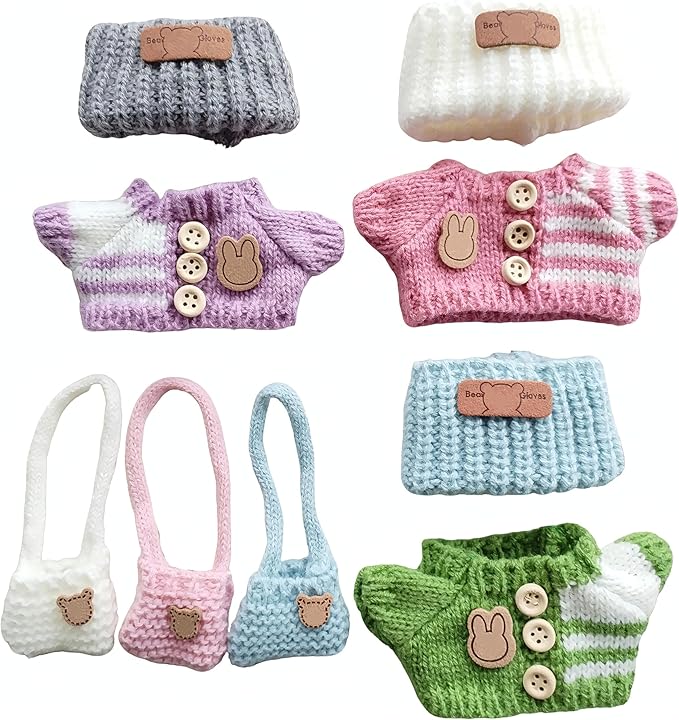 15cm & 17cm Doll Clothes Outfits Set - Premium Dress Up Bundle with Exquisite Accessories | Soft Fabric Fashion Doll Costume for 15-17cm Dolls (3set Pink+Purple+Green)