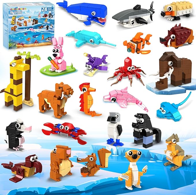 HOGOKIDS 24 Pack Large Building Set Party Favors for Kids – 1000 PCS Mini Blocks Toy to Build Realistic Animals, Goodie Bag Stuffers Classroom Prizes Easter Birthday Gifts for Boys Girls Ages 6-12