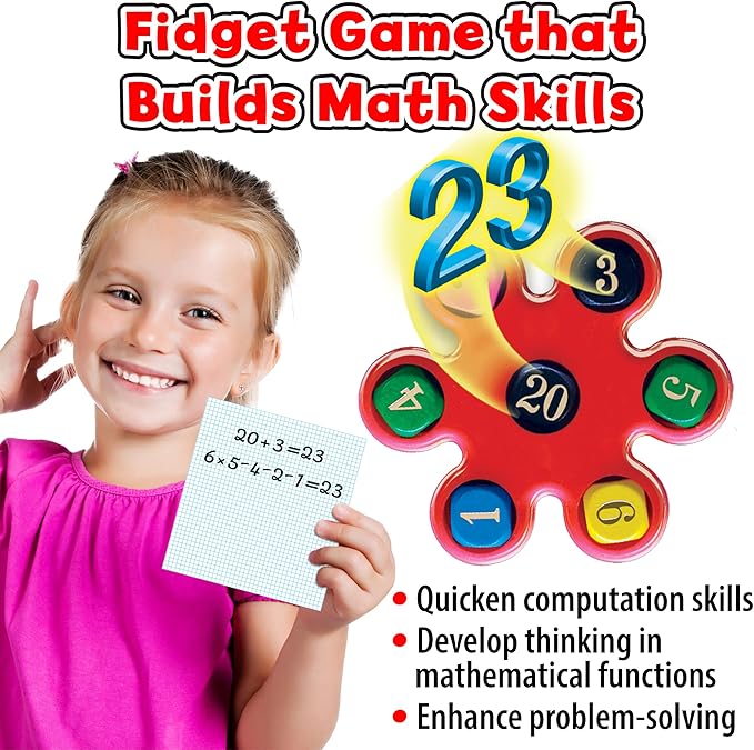 Math Fidget Toys for Kids 8–12, Math Magic Mixer Educational Games with Dice and Score Pad, Handheld Games for Kids, Fidget Game Math Manipulatives