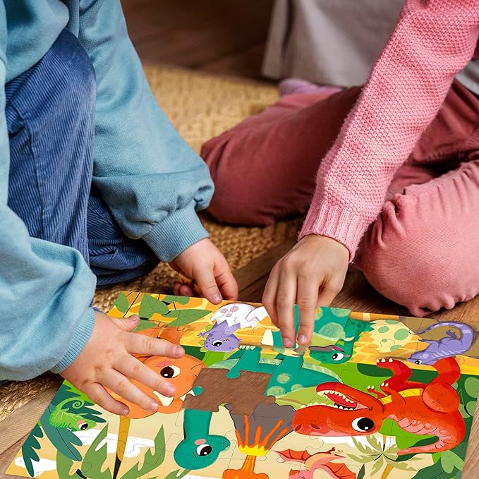 QUOKKA Puzzles for Kids Ages 3-5 - 30 Pieces Puzzles for Toddlers 2-4 - Dinosaurs Learning Jigsaw Puzzles for Kids 4-6 Years Old - Educational Toys for Boy and Girl