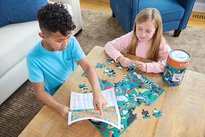 Crocodile Creek 100-Piece Jigsaw Puzzle for Kids Ages 5 and Up - Fun and Educational Table or Floor Puzzles - Storage Canister with Handle - Birds - 14” x 19” Finished