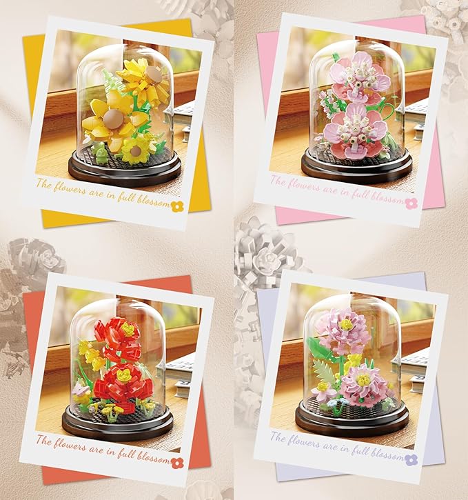 Summer Memories Home Bouquets Dust Cover Set Building Toy Creative Assembly Bonsai Tree, Ideal for Valentine's Anniversaries Birthday