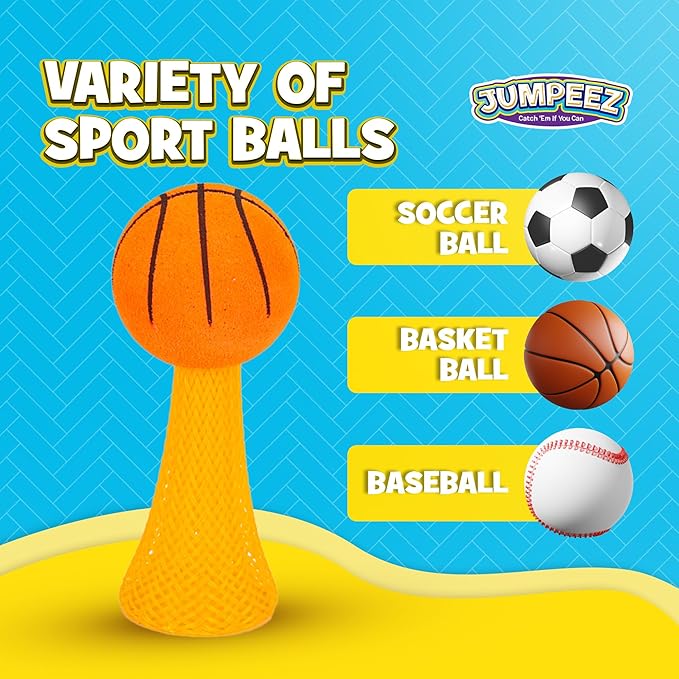 IPIDIPI TOYS Jumpeez Sport Ball Rocket Poppers – 24-Pack Jumping Spring Launcher Toys – Halloween Toys for Trick or Treat, Halloween Goodie Bag Stuffers, Birthday Party Favors for Boys & Girls
