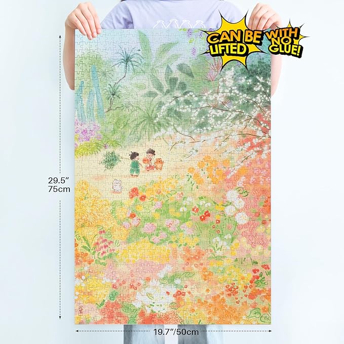 MOMIBOOK 1000 Piece Puzzle for Adults Jigsaw Puzzles of The Fragrance Here, Painting Image Wildflower Difficult Challenging Hard Impossible Puzzle Unique Funny Party Christmas Birthday Gifts