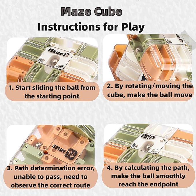 Large Labyrinth 3D Puzzles Maze Cube - Engaging Brain Teaser Toy, 3D Magic Cube Maze Ball Puzzle, Spatial Awareness Brain Training Puzzle Toy for Stress Relief and Cultivate Logical Thinking (1 Pcs)