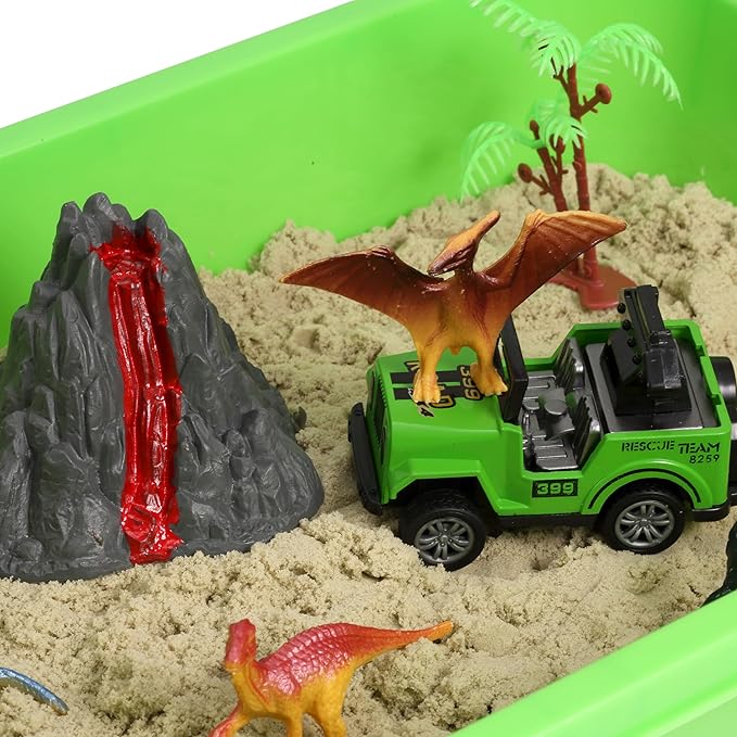 Dinosaur Sensory Bin, Dinosaur Dig Sensory Toys with Play Sand for Toddlers Boys and Girls, Kids Toys Gift Sand Box for Age 3 4 5 6 7 8