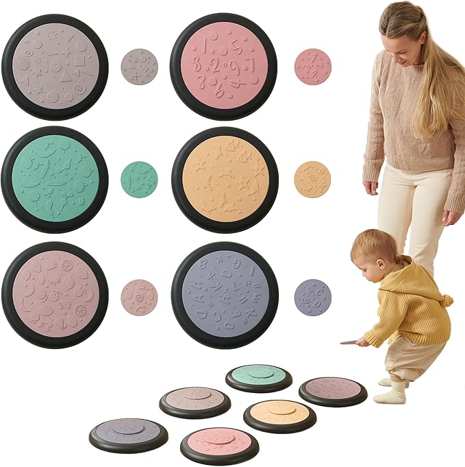 Stepping Stones – Indoor & Outdoor Obstacle Course Toys for Kids – Montessori Sensory & Motor Skill Development, Coordination & Active Play – Textured Educational Play Set