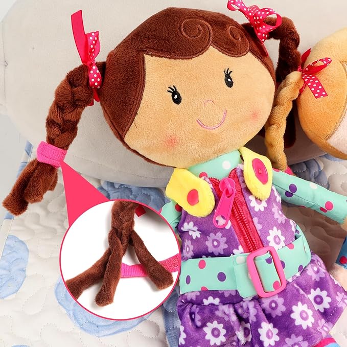 Snuggle Stuffs Sugar Snap Plush Learn to Dress Doll for Toddlers - 15" - for 2 Year Old Girl - Montessori