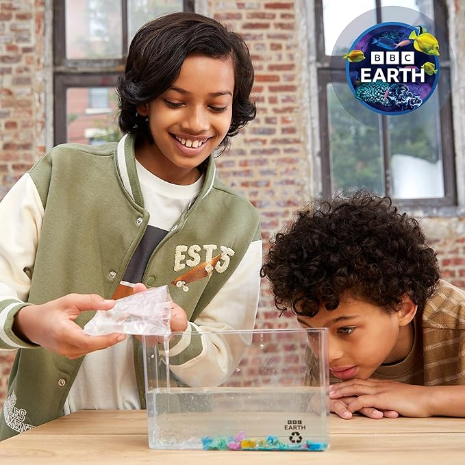 BBC Earth Grow & Discover Crystal Aquarium, Grow Colorful Cave-Like Crystal Formations Inside Reusable Tank, Magic Rocks, STEM Toys, Unique Crystal Growing kit, Science Experiments for Kids 6-8