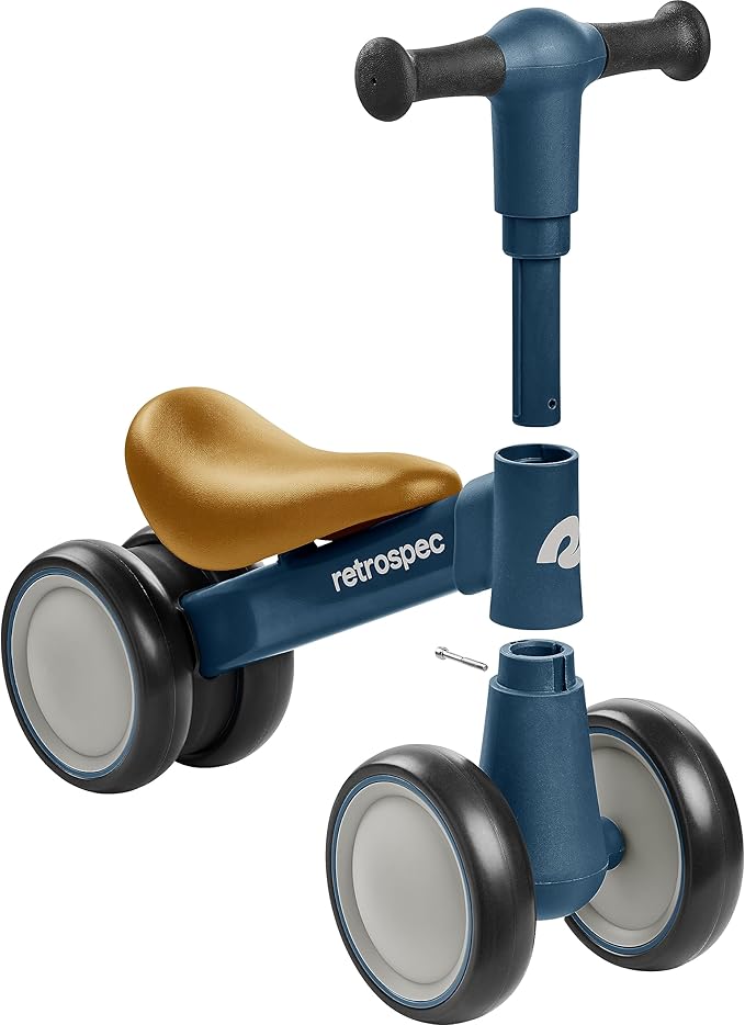 Retrospec Cricket 2 Baby Walker Balance Bike with 4 Wheels - Safe Learning Toy for Ages 12-24 Months - Scratch-Resistant Indoor Outdoor Toddler Riding Toy with Steering Limit & Soft Grips