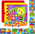 Button Art Toys for Toddlers, Color Matching Mosaic Pegboard for Age 3-5,Early Preschool Learning Activity Button Crafts Educational Toys, Fine Motor Skills Game, Gifts for Boys & Girls 3+