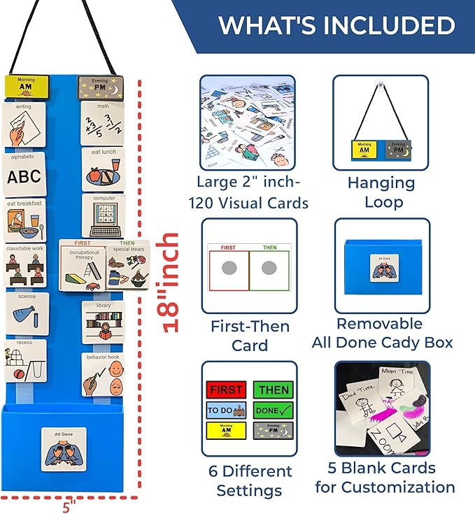 Visual Schedule for Kids – 133 Durable Plastic Picture Cards with Soft Loop Coins | Daily Routine & Chore Reward Chart for Home, School, Autism, ADHD & Special Needs Behavior Support