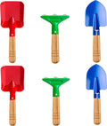 Kids Gardening Tool Set, 6PCS Gardening Tools for Kids Metal with Sturdy Wooden Handle Safe Gardening Tools 8" Children Beach Sandbox Toy