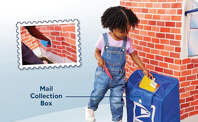 Kid Trax Pop Up Kids Magical Play Tent, Large Front and Rear Openings, Carrying Case Included, Easy Storage, USPS Post Office, White